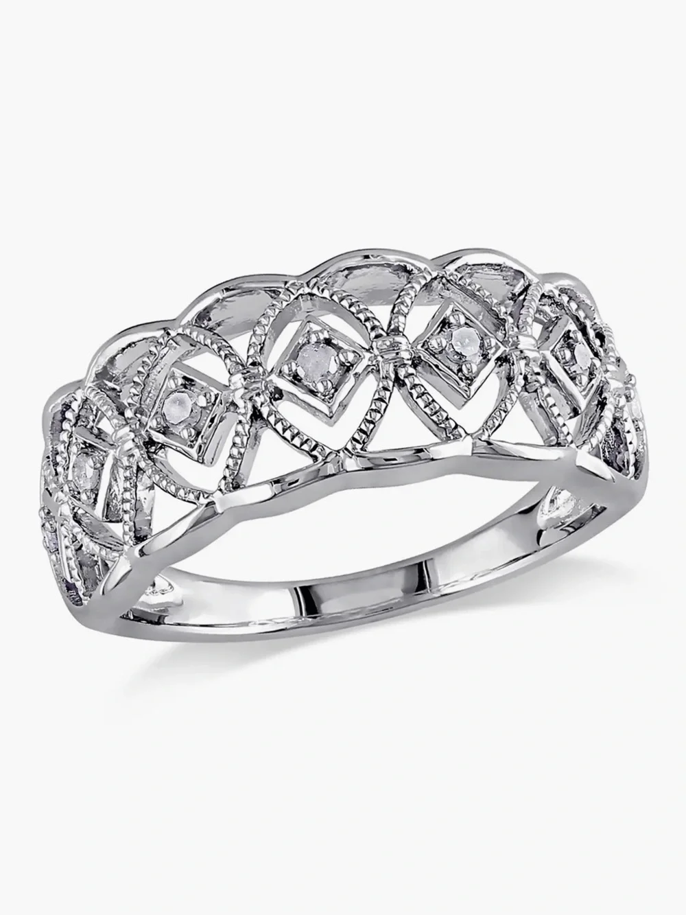 NWB DELMAR Sterling Silver Diamond Cutout Ring - 0.10ct.
